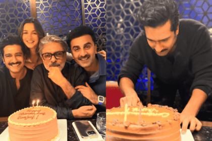 Alia Bhatt, Ranbir Kapoor and Vicky Kaushal with Sanjay Leela Bhansali